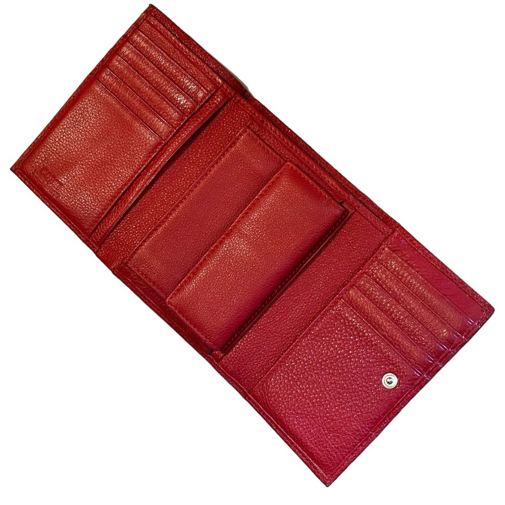 Corti Milano Red Leather Compact Trifold Card & Coin Leather Wallet ~Milan Italy - Picture 8 of 13